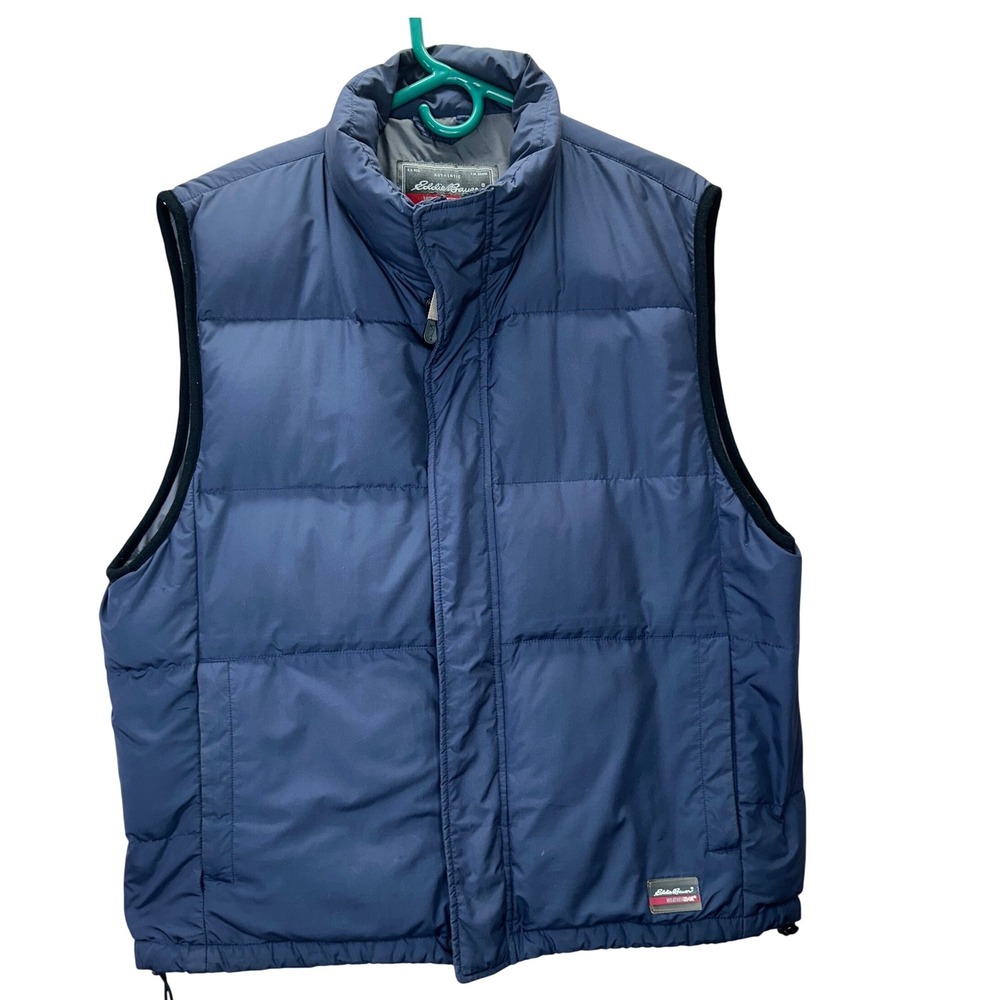 Eddie Bauer Men's Puffer Vest Weatheredge‎ Blue Goose Down Insulated Size L